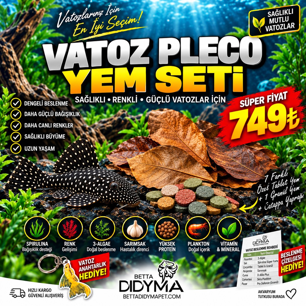 Vatoz Pleco Yem Seti Hepsi Bir Arada Süper Fırsat!!!