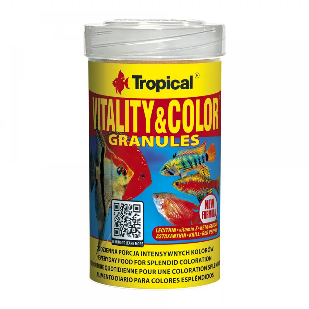 Tropical Vitality & Color Granül 100ml 55gr Krill, E Vitamini ve Astaxanthin İçerikli Renklendirici Yem
