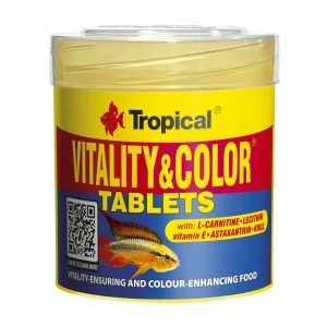Tropical Vitality & Color Cama Yapışan Tablet 100 Adet Krill, E Vitamini ve Astaxanthin İçerikli Renklendirici Yem Kovadan Bölme