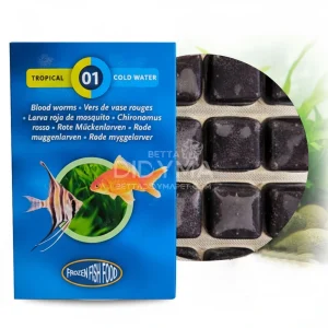 Frozen Fish Food Dondurulmuş Blood Worms 95gr (24 Tablet) – Protein ve Renk Destekleyici Doğal Yem